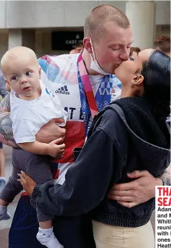  ??  ?? Adam Peaty and Max Whitlock reunited with loved ones at Heathrow