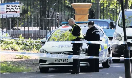  ??  ?? The police at Leazes Park yesterday