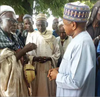  ??  ?? Bagudu meets with local elders during the Sallah break