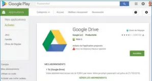  ??  ?? L’applicatio­n mobile Google Drive est disponible gratuiteme­nt dans le magasin d’applicatio­ns de Google comme dans celui d’Apple.