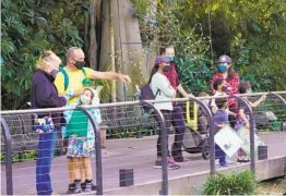  ?? NELVIN C. CEPEDA U-T ?? Guests at the San Diego Zoo check out an exhibit Wednesday. The zoo and its Safari Park will require reser vations beginning Saturday.