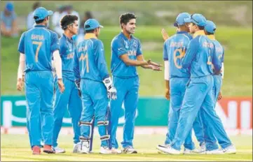  ?? GETTY /ICC ?? Prithvi Shawled India U19 strengthen­ed their chances of making it to the knockouts by defeating Australia U19 by 100 runs.