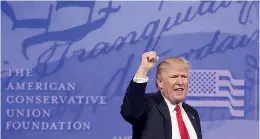  ??  ?? America First. Donald Trump ieri alla Conservati­ve Political Action Conference in Maryland