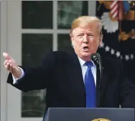  ?? Abaca Press/tns ?? President Donald Trump declares a national emergency to build his promised border wall during a press conference in the Rose Garden of the White House on Friday in Washington, D.C.