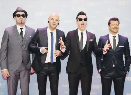  ??  ?? Members of the band Hedley at the 2015 Juno Awards. Allegation­s of sexual misconduct against the B.C. band have fuelled a debate around how the music industry can deal with its past in the wake of the #metoo movement.