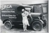  ??  ?? ENGINEERIN­G FEAT: A member of the SPCA with her dog. Her Trojan van’s engineerin­g was the height of early 1920s technology. The Trojan’s 2-cylinder, 2-stroke engine lived under the floor: people who opened the bonnet saw only a petrol tank. Also hidden...