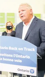  ?? PHOTO COURTOISIE ?? Le premier ministre de l’ontario Doug Ford a récemment demandé à des chaînes de pharmacies de contribuer aux efforts de dépistage de la COVID-19.