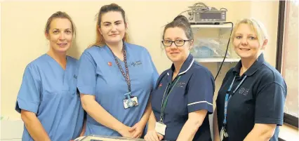  ??  ?? SCBU nurses Joanne Coleman and Catrin Jones, Sister Darrelle Smith, and Sharon Owen, Neonatal Outreach Nurse