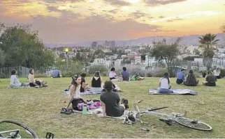  ?? Teena Apeles ?? COME for a picnic, stay for the sunset views at Barnsdall Art Park. And leave time to visit Frank Lloyd Wright’s Maya templeinsp­ired Hollyhock House, left, which recently reopened for selfguided tours.