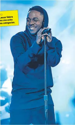  ??  ?? Lamar lidera El rapero Kendrick con ocho la lista de nominados categorías. menciones en distintas