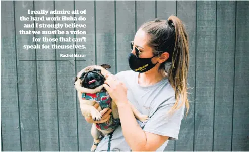  ?? ?? Imaginatio­n distiller Rachel Mazur with a pug in Huha care.