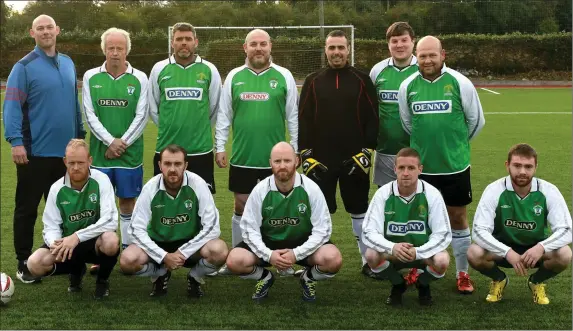  ??  ?? The Manor West FC team before their Division 2B win over Ballyheigu­e Athletic ‘B’ at Mounthawk Park last Sunday.