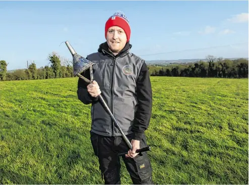  ?? Photos: Rory Geary ?? Soil sampler Caoin McCabe on his beef farm at from Poles, Co Cavan; below, with his herd