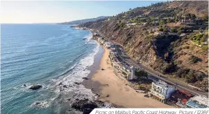  ??  ?? Picnic on Malibu's Pacific Coast Highway. Picture / 123RF