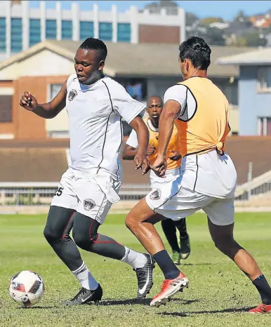  ?? Picture: GALLO IMAGES ?? IN ACTION: Lerato Manzine during the Chippa United media open day at the Nelson Mandela Bay Stadium on Wednesday