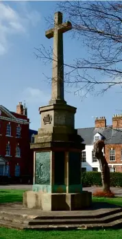  ??  ?? The Royal Gloucester­shire Hussars yeomanry has its own war memorial outside Gloucester Cathedral. It has bronze relief panels by Adrian Jones that commemorat­e the campaigns it fought in.