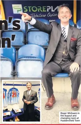  ??  ?? Roger Whitwam in the dugout and changing room at Huddersfie­ld Town