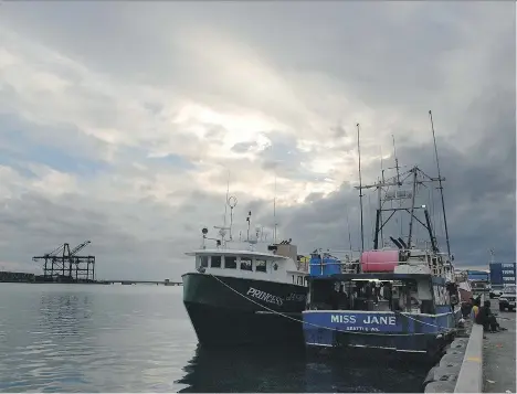  ?? CALEB JONES/ THE ASSOCIATED PRESS ?? U.S. fishing boats crewed by undocument­ed foreign fisherman are docked at Pier 38 in Honolulu in this May photo. In Hawaii, federal contractor­s paid to monitor catches, are troubled by what they’ve seen while living weeks at a time at sea with the men.