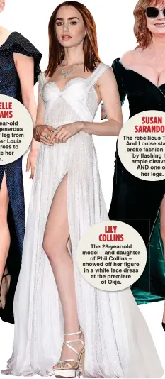  ??  ?? The 28-year-old model – and daughter of Phil Collins – showed off her figure in a white lace dress at the premiere of Okja. LILY COLLINS