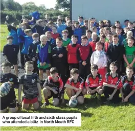  ??  ?? A group of local fifth and sixth class pupils who attended a blitz in North Meath RFC