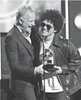  ??  ?? Sting and Bruno Mars got loads of screen time during Sunday’s Grammys. Many others deserving of recognitio­n stayed in their seats. ROBERT DEUTSCH/USA TODAY