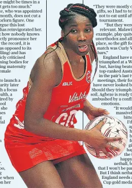  ??  ?? New role: Ama Agbeze will be a columnist for The Daily Telegraph at
the World Cup rather than a player (below)