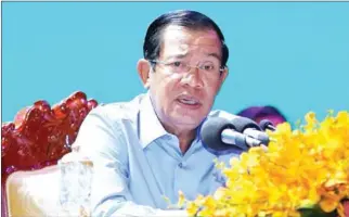  ?? FACEBOOK ?? Hun Sen, pictured during an event on Saturday, condemned on Friday the circulatio­n of a leaflet calling for a boycott of the elections due to the forcible dissolutio­n of the CNRP.