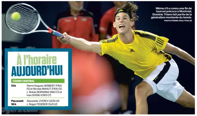  ?? PHOTO PIERRE-PAUL POULIN ?? Même s’il a connu une fin de tournoi précoce à Montréal, Dominic Thiem fait partie de la génération montante du tennis.