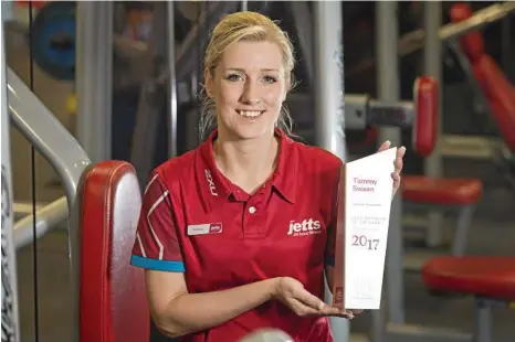  ?? PHOTO: KEVIN FARMER ?? JUMPING FOR JETTS: Jetts East Toowoomba club manager Tammy Swann is excited to be named as Club Manager of the Year at the annual Jetts conference.