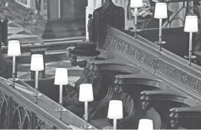  ?? YUI MOK/POOL VIA AP ?? A socially distanced Queen Elizabeth II attends the funeral of her husband of 73 years, Prince Philip, in St. George’s Chapel at Windsor Castle.