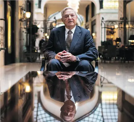  ?? AKOS STILLER / BLOOMBERG ?? Billionair­e George Soros’s Open Society Foundation­s has given away $14 billion in grants over the decades to causes covering the gamut of “progressiv­e” ideals.