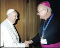  ??  ?? Archbishop of Cape Town Stephen Brislin meets Pope Francis.