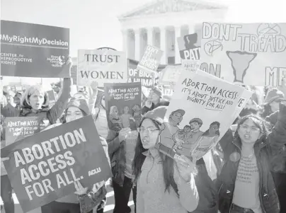  ?? SAUL LOEB/AFP ?? Activists supporting legal access to abortion protest last year outside the U.S. Supreme Court in Washington.