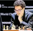  ?? BILDER: VARFJELL/BÄNSCH ?? Spielen WM-Titel aus: der Norweger Magnus Carlsen (links) und der US-Amerikaner Fabiano Caruana