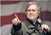  ??  ?? Steve Bannon, the former Trump campaign chief and adviser, has been threatened with legal action by Mr Trump’s attorney