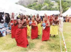  ??  ?? Bini cultural troupe performing during the Ogidi day celebratio­n