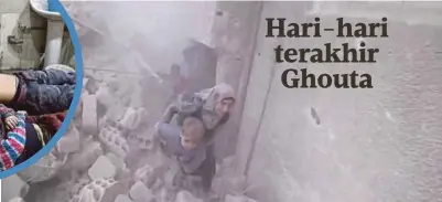  ??  ?? KANAK-kanak Syria berlari di celah runtuhan mencari perlindung­an daripada serangan udara di Ghouta.