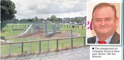  ??  ?? The playground on Ovington Drive in Kew and, above, Cllr Ian Moncur