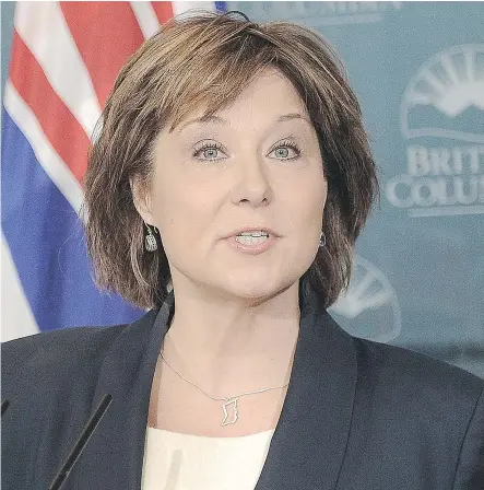  ?? — NICK PROCAYLO FILES ?? As B.C. premier, Christy Clark approved the Trans Mountain pipeline expansion project. She says efforts to kill the project could hurt all of Canada.