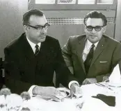  ?? Archivfoto: Böswald ?? Alfred Böswald trifft Helmut Kohl 1969 beim Deutschlan­dtag der Union in Saarbrücke­n.