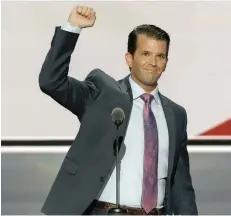  ?? — Reuters ?? Donald Trump Jr speaking at the 2016 Republican National Convention in Cleveland, Ohio, on July 19, 2016.