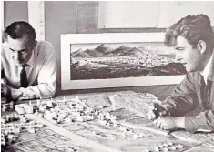  ??  ?? Marsh, right, with John Box working on the model for Aqaba in Lawrence of Arabia