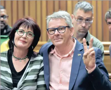  ?? PICTURE: OUPA MOKOENA ?? UPSET: ‘Dagga couple’ Myrtle Clarke and Julian Stobbs in the high court in Pretoria.