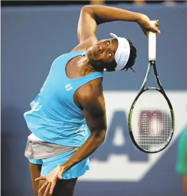  ?? JIM GENSHEIMER/STAFF ?? Venus Williams, who defeated Alison Riske 6-1, 7-6 (2) in their semifinal Saturday, now faces Johanna Konta of Great Britain.