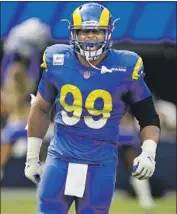  ?? Ashley Landis Associated Press ?? THE RAMS’ Aaron Donald played last year’s season-ending loss in Green Bay with a rib injury.