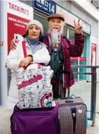  ??  ?? Mr. Lin, 70, goes home to Jiangxi Province with his wife. They look after their grandson in Beijing. by Dong Fang