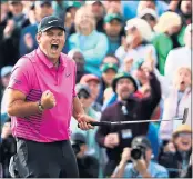  ?? DAVID GOLDMAN — THE ASSOCIATED PRESS ?? Patrick Reed celebrates after winning the Masters. The victory will move him up to No. 11 in the PGA rankings.