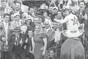  ?? MATT STONE/THE (LOUISVILLE) COURIER-JOURNAL ?? Bob Baffert got his fifth Kentucky Derby win when Justify won on Saturday.