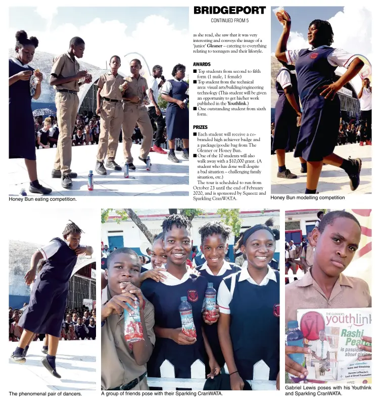  ??  ?? Honey Bun modelling competitio­n Honey Bun eating competitio­n. Gabriel Lewis poses with his Youthlink and Sparkling CranWATA. A group of friends pose with their Sparkling CranWATA. The phenomenal pair of dancers.