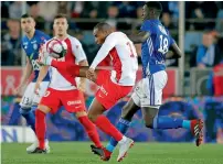  ?? Reuters ?? AS Monaco’s Djibril Sidibe vies for the ball with Strasbourg’s Ibrahima Sissoko. —